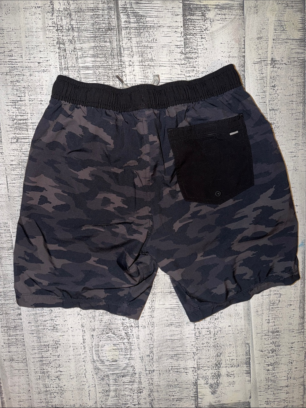 Vuori Men's Black and Gray Camo Performance Shorts - Picture 2 of 3